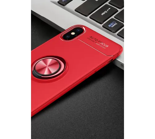Apple iPhone XS Kılıf Range Yüzüklü Silikon - Kırmızı
