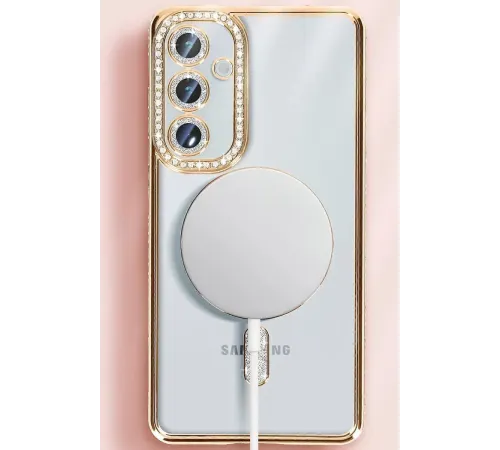 Samsung Galaxy S25 Kılıf Joke Simli Magneticsafe Kılıf - Gümüş