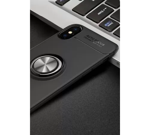 Apple iPhone XS Max Kılıf Range Yüzüklü Silikon - Siyah