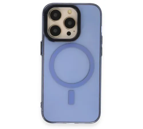 Apple iPhone 14 Pro Max Kılıf Anka PC Magneticsafe Sert Metal Kapak - Sierra Blue