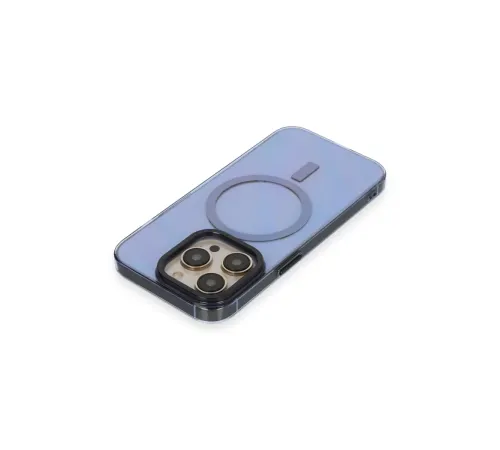 Apple iPhone 14 Pro Max Kılıf Anka PC Magneticsafe Sert Metal Kapak - Sierra Blue
