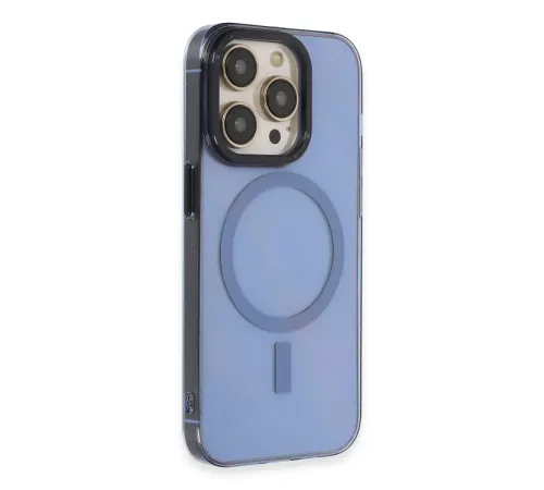 Apple iPhone 14 Pro Max Kılıf Anka PC Magneticsafe Sert Metal Kapak - Sierra Blue
