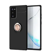 Samsung Galaxy Note 20 Kılıf Range Yüzüklü Silikon - Siyah-Gold