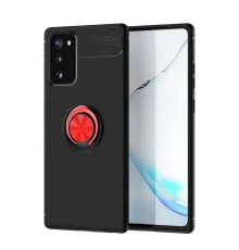 Samsung Galaxy Note 20 Kılıf Range Yüzüklü Silikon - Siyah-Kırmızı