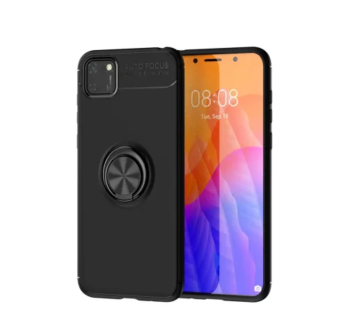 Huawei Y5P Kılıf Range Yüzüklü Silikon - Siyah