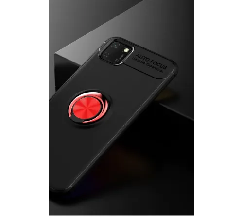 Huawei Y5P Kılıf Range Yüzüklü Silikon - Siyah-Kırmızı
