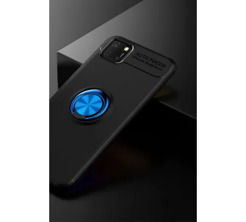 Huawei Y5P Kılıf Range Yüzüklü Silikon - Siyah-Mavi
