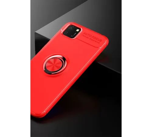 Huawei Y5P Kılıf Range Yüzüklü Silikon - Kırmızı