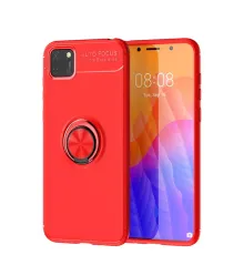 Huawei Y5P Kılıf Range Yüzüklü Silikon - Kırmızı