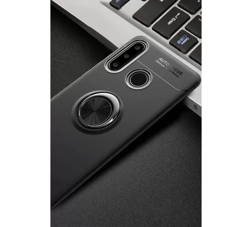 Huawei Y6P Kılıf Range Yüzüklü Silikon - Siyah
