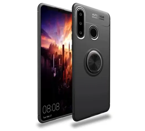 Huawei Y6P Kılıf Range Yüzüklü Silikon - Siyah