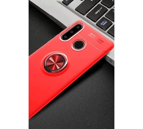 Huawei Y6P Kılıf Range Yüzüklü Silikon - Kırmızı