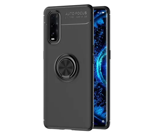 Find X2 Kılıf Range Yüzüklü Silikon - Siyah