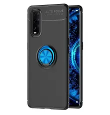 Find X2 Kılıf Range Yüzüklü Silikon - Siyah-Mavi