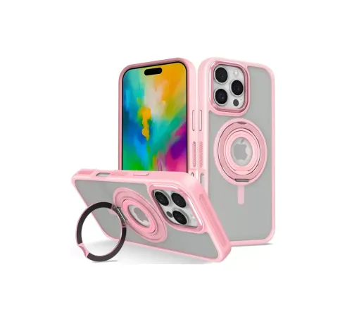 iPhone 16 Pro Banza Magsafe Standlı Kapak - Pembe