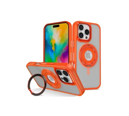 iPhone 16 Pro Banza Magsafe Standlı Kapak - Turuncu