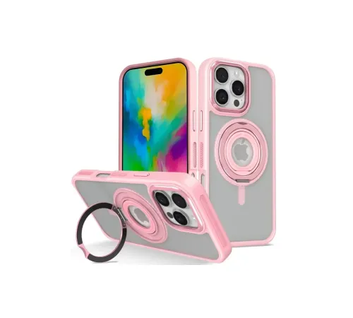 iPhone 16 Pro Max Banza Magsafe Standlı Kapak - Pembe
