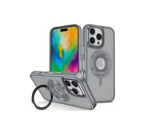 iPhone 16 Pro Max Banza Magsafe Standlı Kapak - Titan Gri