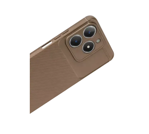 Realme C61 Kılıf Auto Focus Karbon Kapak - Kahverengi