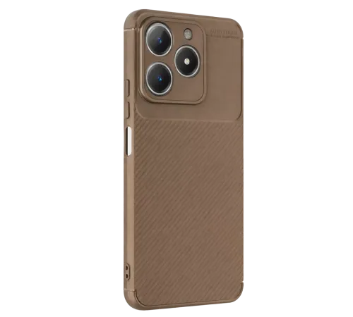 Realme C61 Kılıf Auto Focus Karbon Kapak - Kahverengi