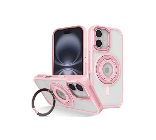 iPhone 16 Banza Magsafe Standlı Kapak - Pembe