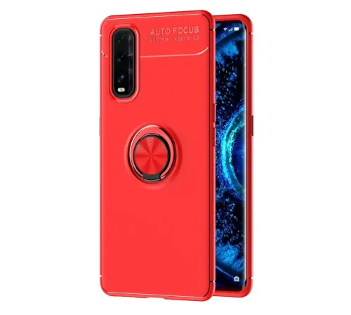 Find X2 Kılıf Range Yüzüklü Silikon - Kırmızı