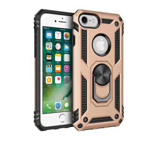 Apple iPhone 7 Kılıf Sofya Yüzüklü Silikon Kapak - Gold
