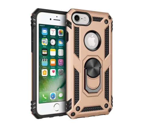 Apple iPhone 7 Kılıf Sofya Yüzüklü Silikon Kapak - Gold
