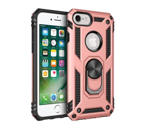 Apple iPhone 7 Kılıf Sofya Yüzüklü Silikon Kapak - Rose