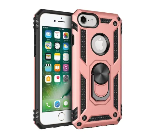 Apple iPhone 7 Kılıf Sofya Yüzüklü Silikon Kapak - Rose