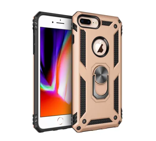 Apple iPhone 7 Plus Kılıf Sofya Yüzüklü Silikon Kapak - Gold