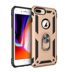 Apple iPhone 7 Plus Kılıf Sofya Yüzüklü Silikon Kapak - Gold
