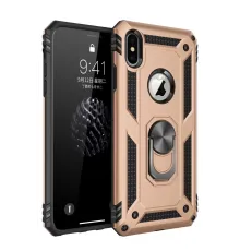 Apple iPhone X Kılıf Sofya Yüzüklü Silikon Kapak - Gold