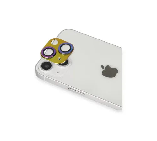 Apple iPhone 13 Pers Alüminyum Kamera Lens - Rainbow