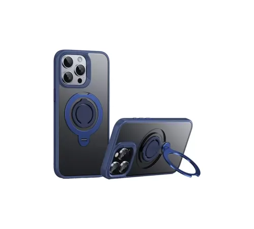 iPhone 15 Pro Max Avatar 360 Dönen Magsafe Kapak - Lacivert