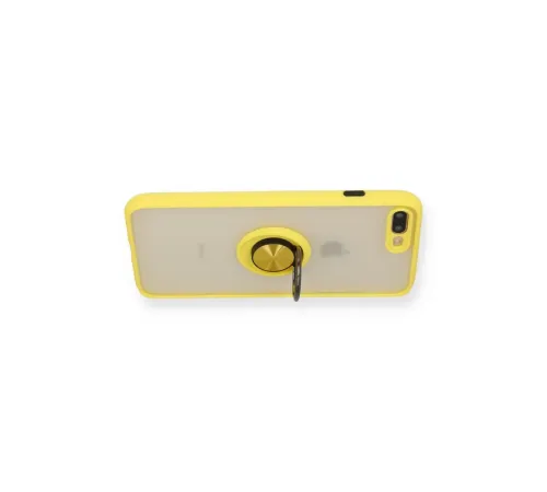 Apple iPhone 7 Plus Kılıf Montreal Yüzüklü Silikon Kapak - Sarı