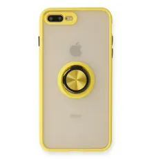 Apple iPhone 7 Plus Kılıf Montreal Yüzüklü Silikon Kapak - Sarı