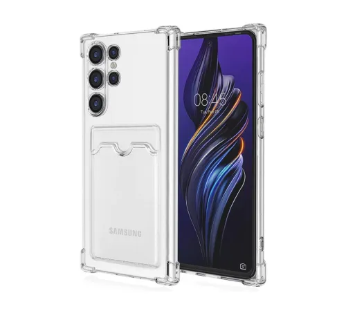 Samsung Galaxy S24 Ultra Kılıf Kart Şeffaf Silikon - Şeffaf