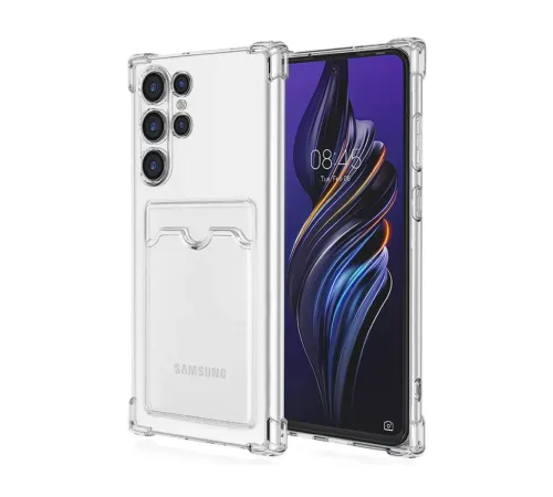 Samsung Galaxy S24 Ultra Kılıf Kart Şeffaf Silikon - Şeffaf