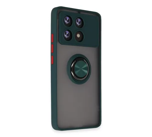 Xiaomi Poco X6 Pro Kılıf Montreal Yüzüklü Silikon Kapak - Yeşil