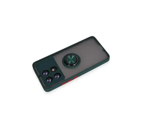 Xiaomi Poco X6 Pro Kılıf Montreal Yüzüklü Silikon Kapak - Yeşil