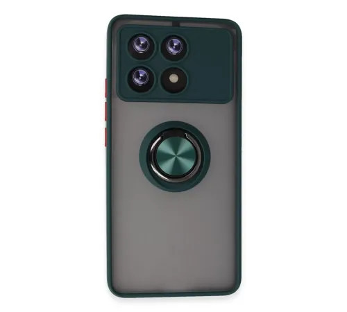 Xiaomi Poco X6 Pro Kılıf Montreal Yüzüklü Silikon Kapak - Yeşil