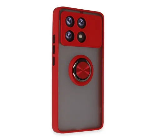 Xiaomi Poco X6 Pro Kılıf Montreal Yüzüklü Silikon Kapak - Kırmızı