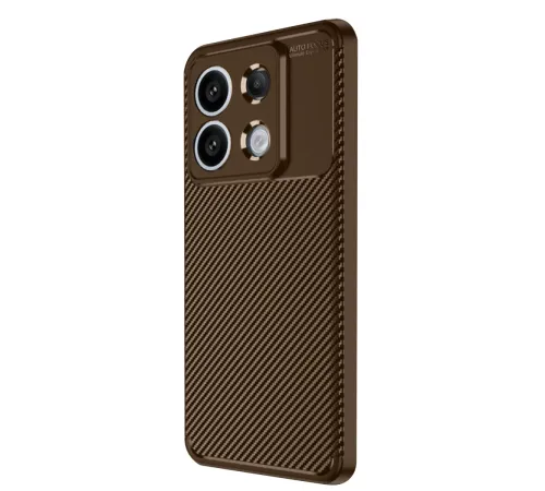 Xiaomi Redmi Note 13 Pro 4G Kılıf Auto Focus Karbon Kapak - Kahverengi