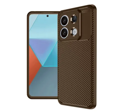Xiaomi Redmi Note 13 Pro 4G Kılıf Auto Focus Karbon Kapak - Kahverengi