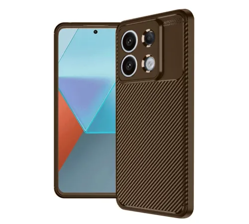 Xiaomi Redmi Note 13 Pro 4G Kılıf Auto Focus Karbon Kapak - Kahverengi