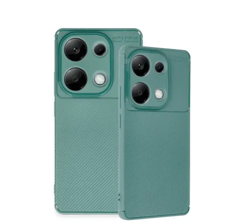 Xiaomi Redmi Note 13 Pro 4G Kılıf Auto Focus Karbon Kapak - Koyu Yeşil