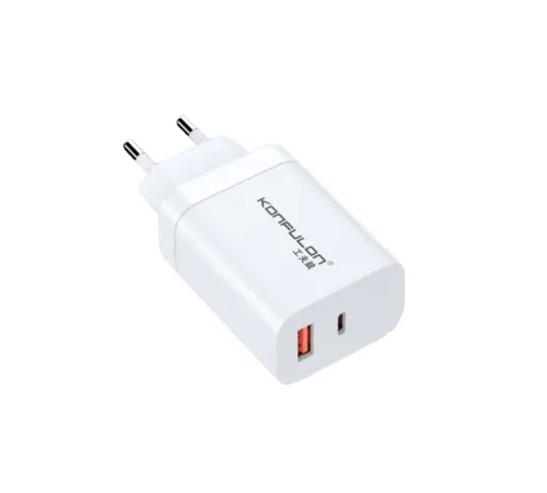 C99Q 65W PD Destekli Type-C ve USB Çift Çıkışlı Hızlı Şarj Adaptörü - Beyaz