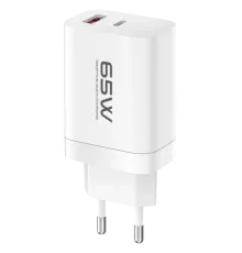 C99Q 65W PD Destekli Type-C ve USB Çift Çıkışlı Hızlı Şarj Adaptörü - Beyaz