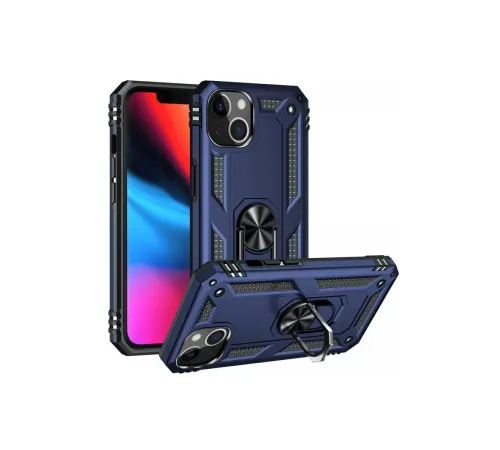 Apple iPhone 14 Kılıf Sofya Yüzüklü Silikon Kapak - Lacivert